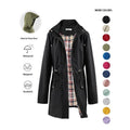 Women's Solid Color Drawstring Zip-Up Hooded Trench Coat Long Sleeve Waterproof Windproof Soft Comfortable Casual Outerwear Suitable For Spring Fall Daily Wear Outings