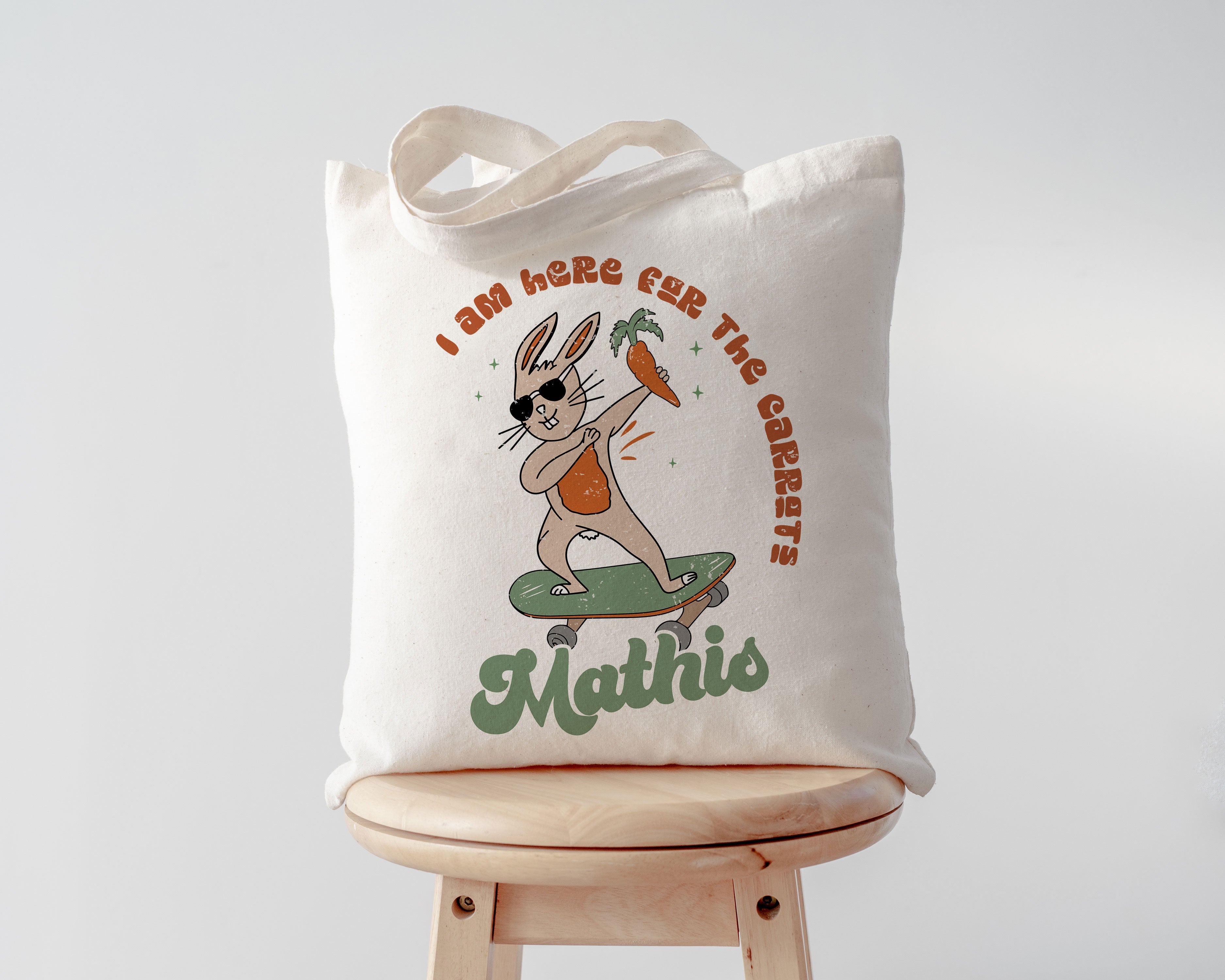 Here For The Carrots Personalized Easter Tote