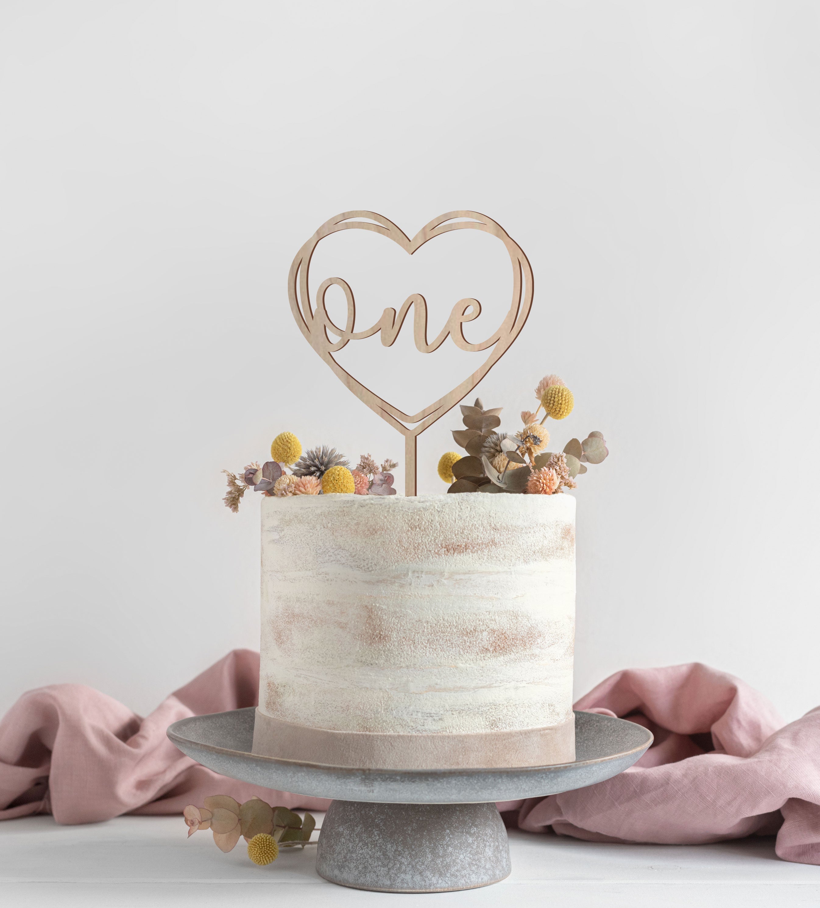 Heart First Birthday Cake Topper