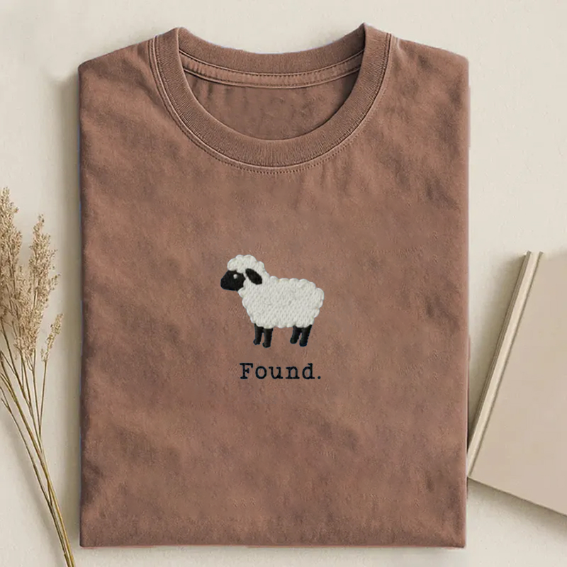 Christian Psalm 23 Lamb Embroidered T-shirt