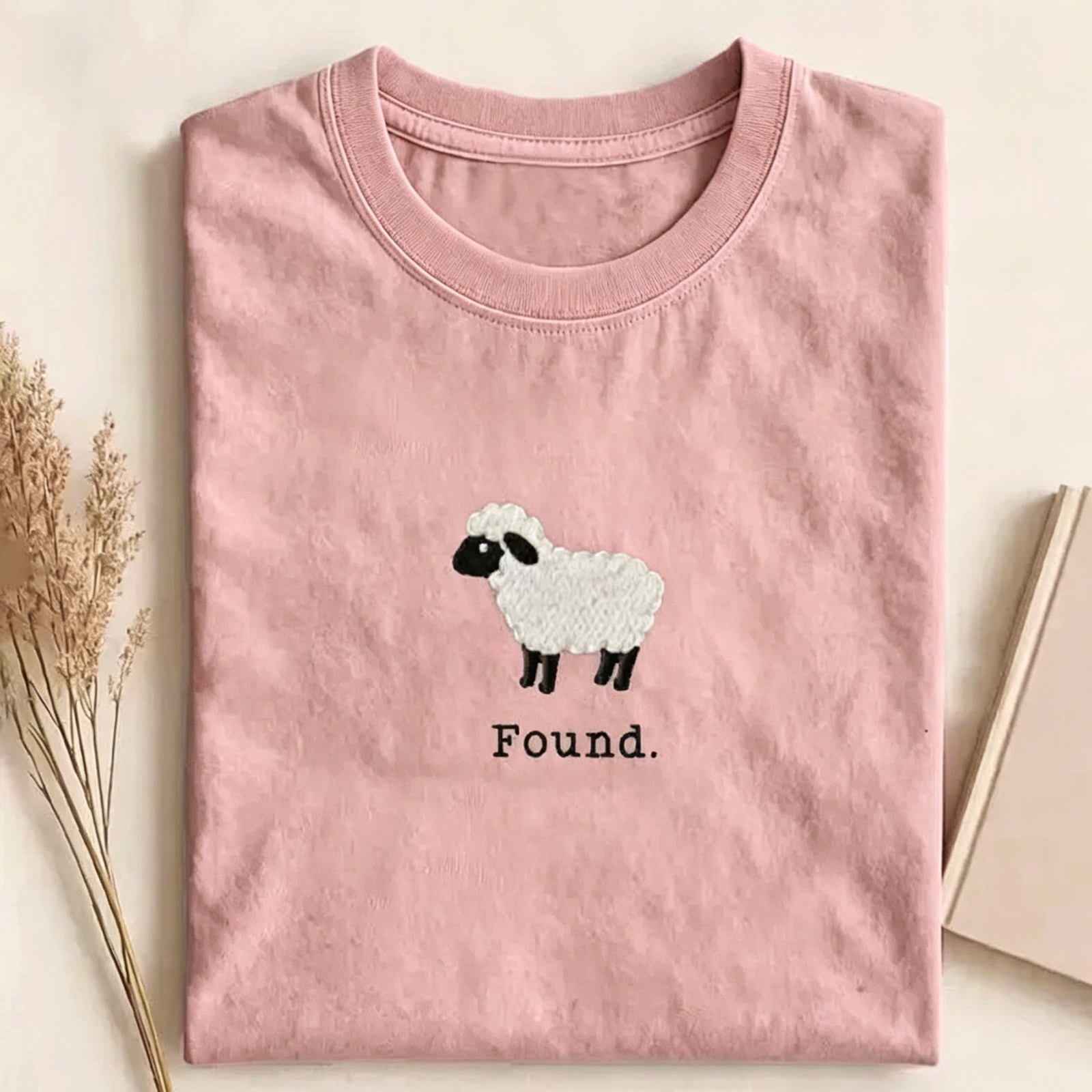Christian Psalm 23 Lamb Embroidered T-shirt