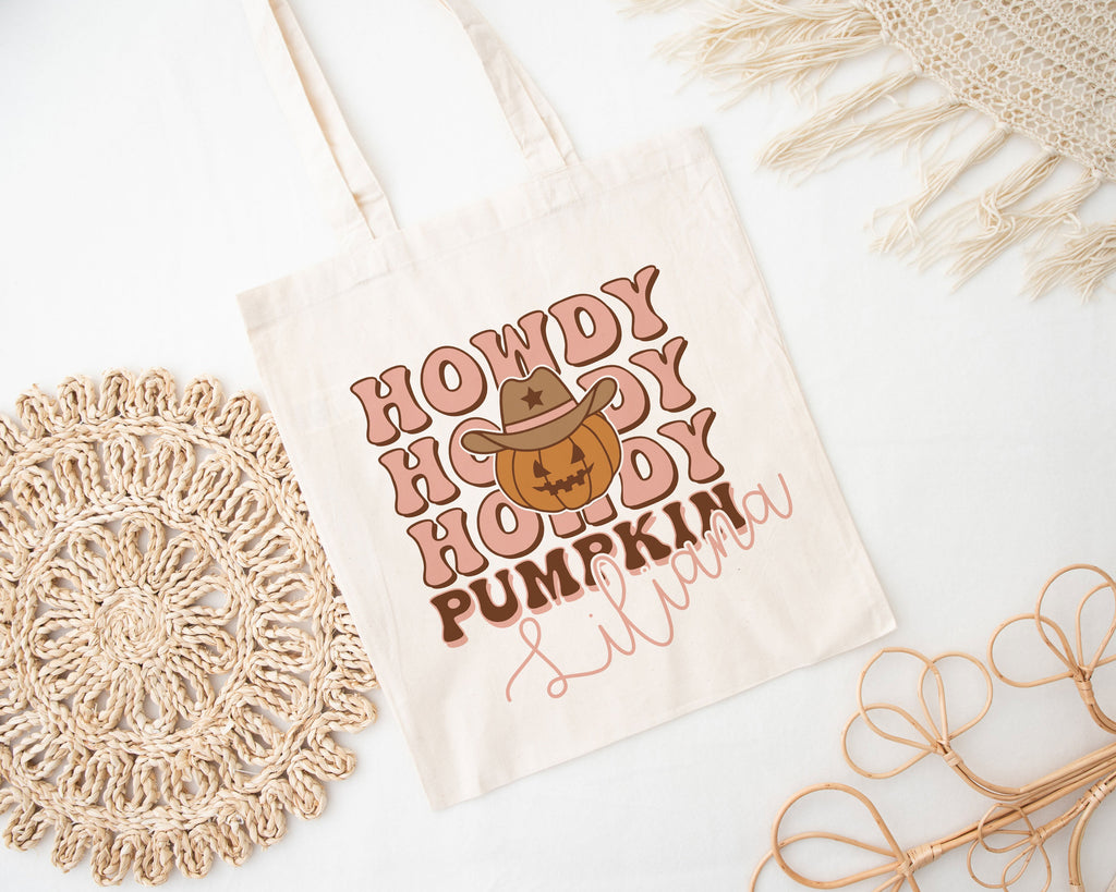 Howdy Pumpkin Name Halloween Trick or Treat Bag