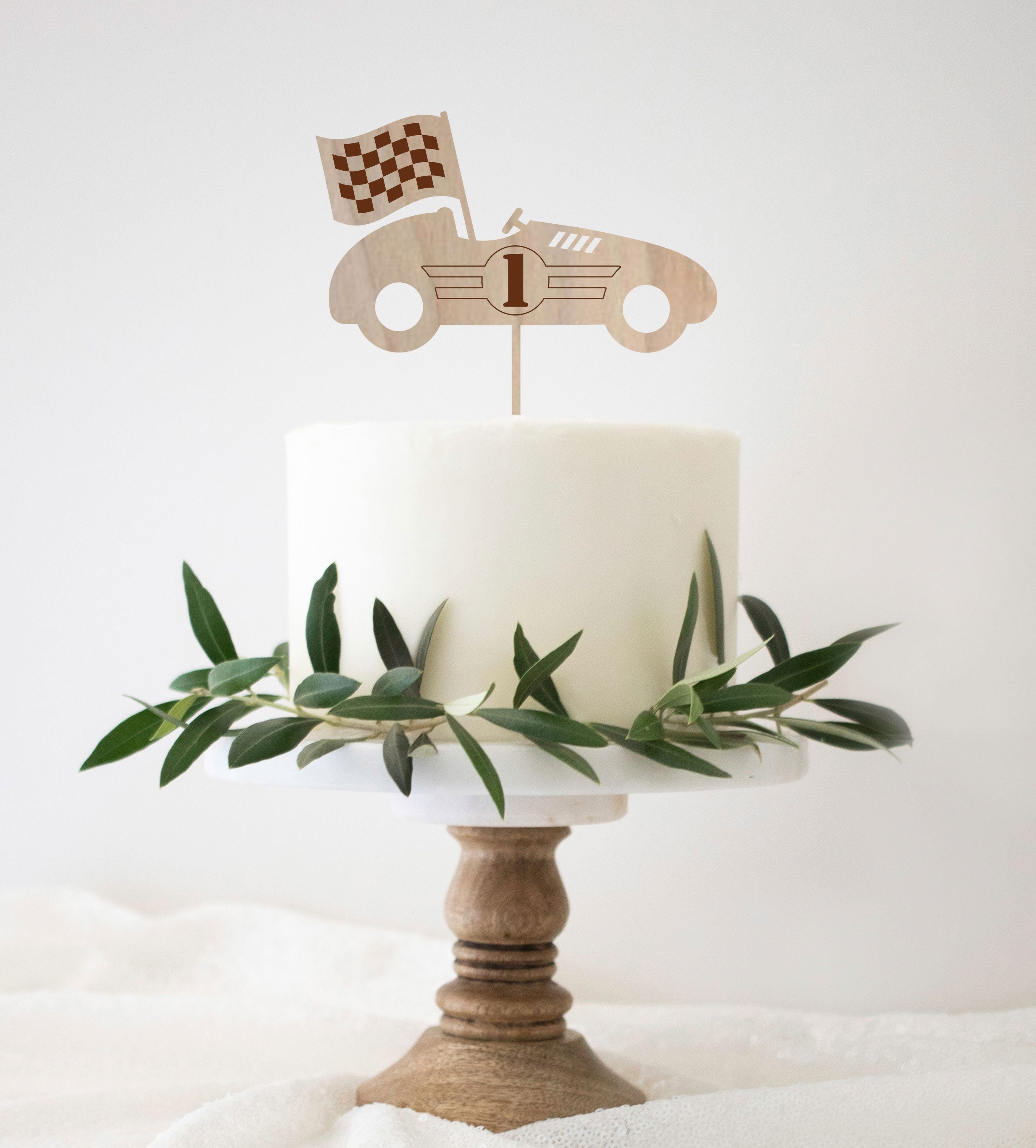 Race Car Themed Birthday Cake Topper