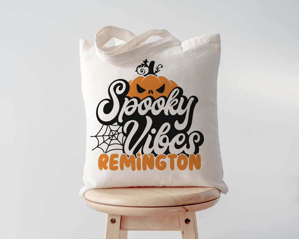 Spooky Vibes Custom Name Halloween Trick or Treat Bag
