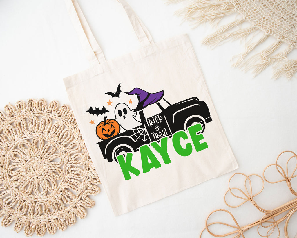 Custom Name Trick or Treat Truck Halloween Bag