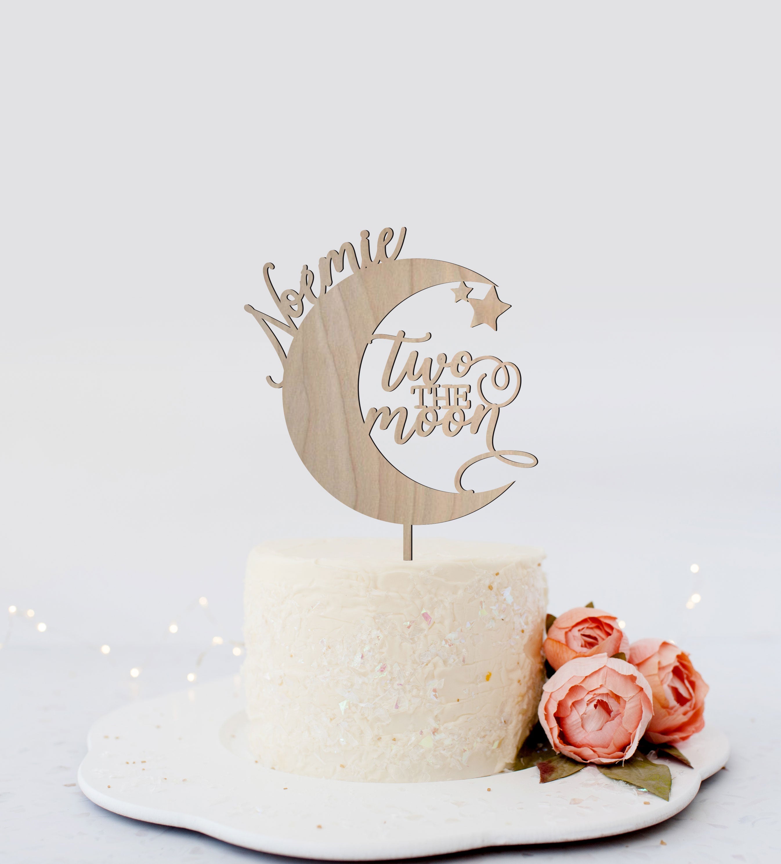Two the Moon Personalized Name Cake Topper