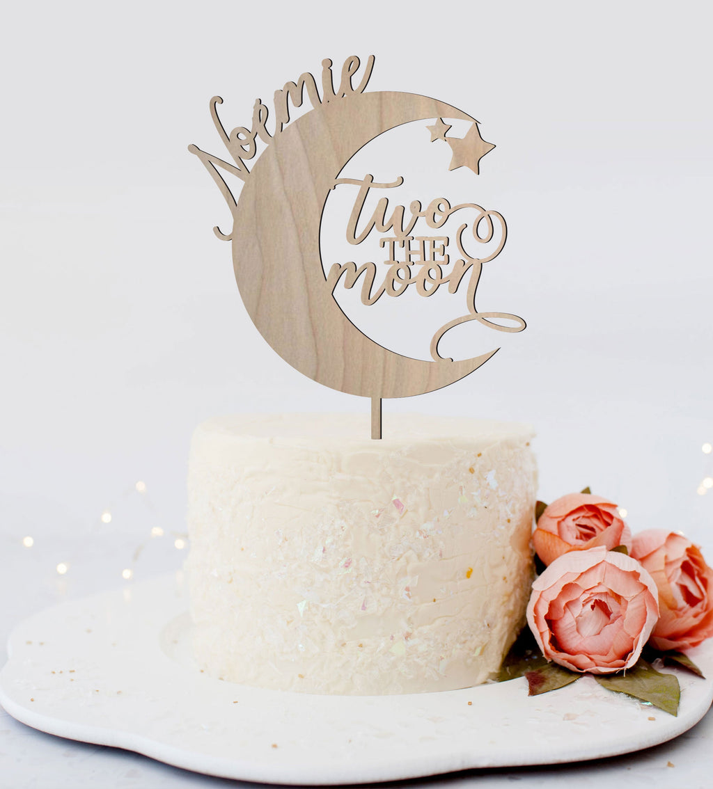 Two the Moon Personalized Name Cake Topper